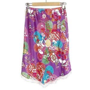 Vintage Satin Handkerchief Abstract Floral Skirt